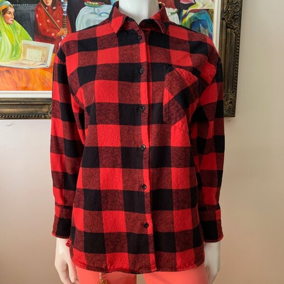 Lucky Brand Long Sleeve Button Up 100% Cotton Plaid Flannel Shirt - Picture 3 of 10